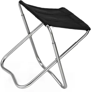 Happyyami 1pc Lightweight Portable Folding Fishing Stool Alloy Chair for Camping and Outdoor Activities Compact Design for Easy Carrying for Fishing Hiking and Sketching Black