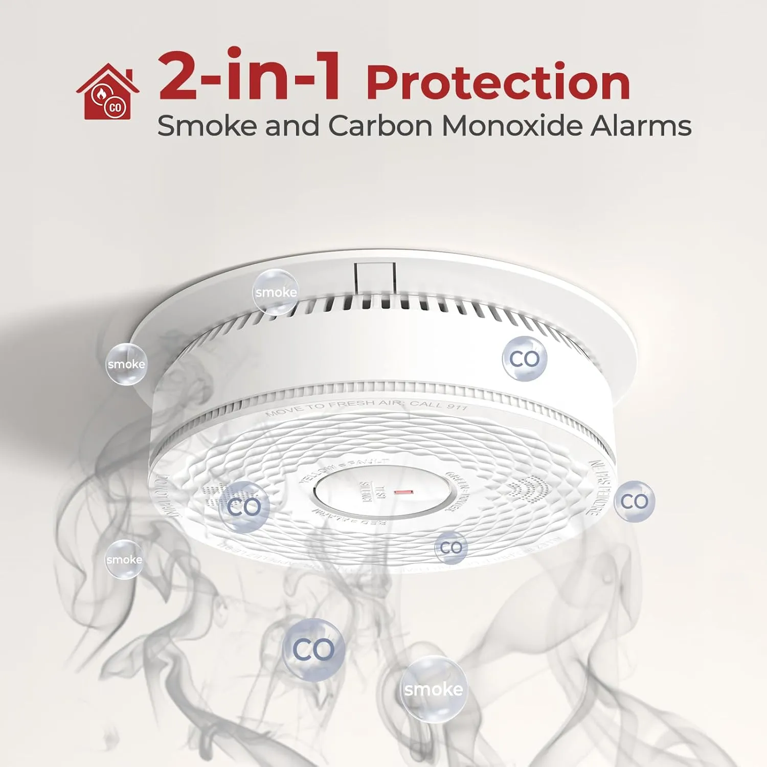 Hardwired Interconnected Smoke and Carbon Monoxide Detector Combo, 2 in 1 Smoke and CO Detector with Replaceable Batteries Back Up, AC Smoke and CO Alarm, Voice Alert, Self-Check, 3 Pack