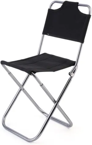 Healifty Portable Folding Chair with Backrest Lightweight Outdoor Camp Stool for Fishing Travel and Home Use Oxford Supports Black