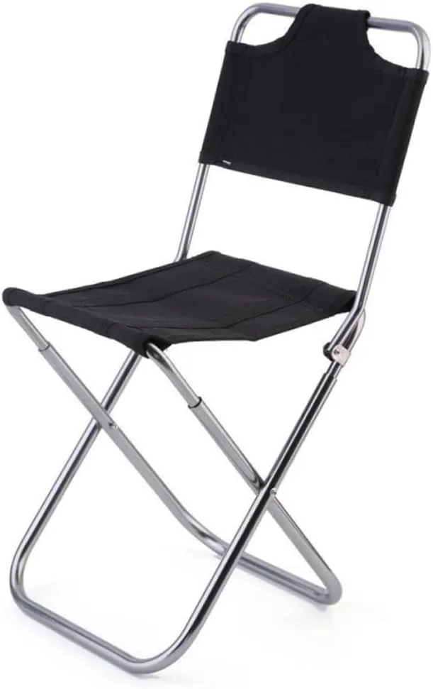 Healifty Portable Folding Chair with Backrest Lightweight Outdoor Camp Stool for Fishing Travel and Home Use Oxford Supports Black