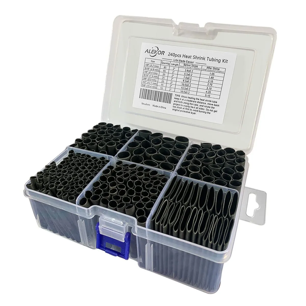 Heat Shrink Tubing Kit - 3:1 Ratio Adhesive Lined, Marine Grade Shrink Wrap Industrial Heat-Shrink Tubing - 240 PCS