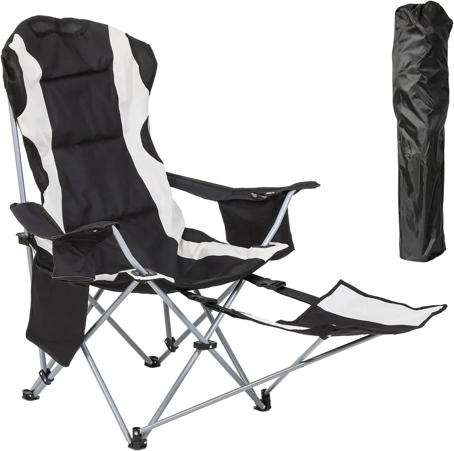 Heated Camping Chair with Foot Rest Outdoor Camping Chair Camping Chair with Foot Rest Outdoor Camping Chair Folding Chair Cooler Bag Storage Pouch Cushion