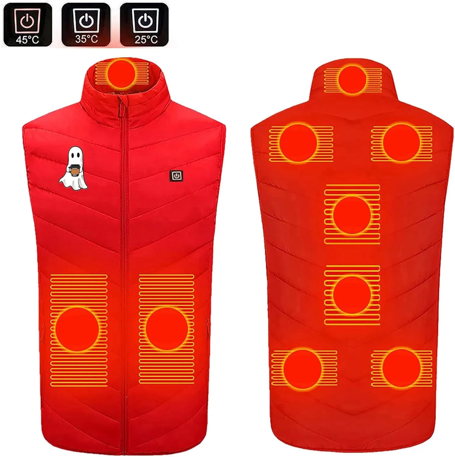 Heated Vest for Men Women, 9 Heating Zones Heated Gilet Heated Body Warmer Heated Waistcoat USB Heated Jacket