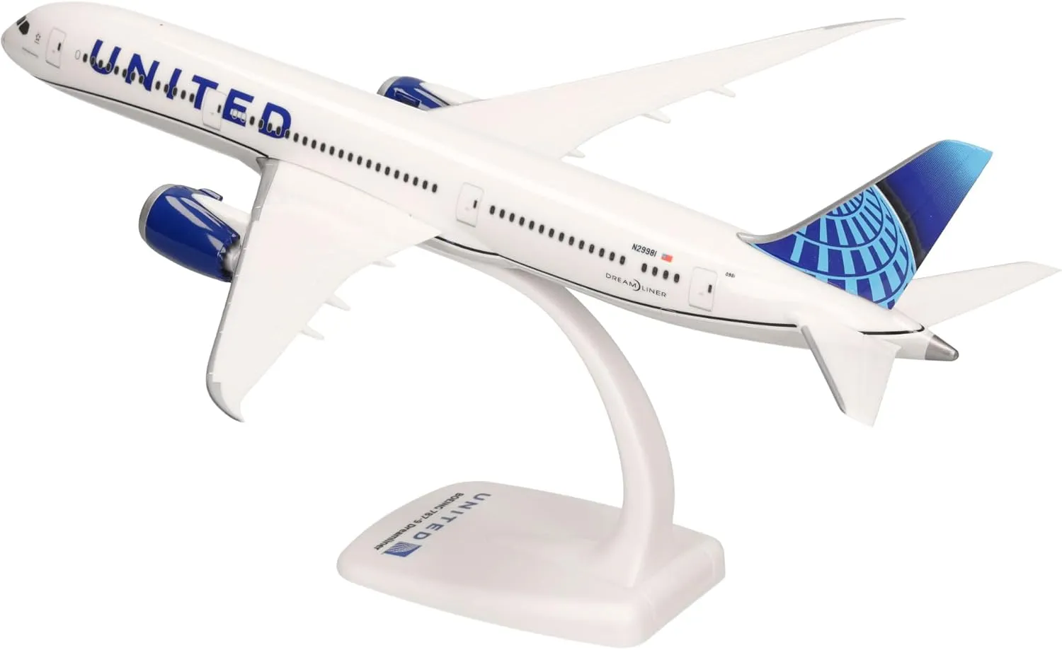 Herpa Snap-fit Airplane Model United Airlines Boeing 787-9 Dreamliner on Scale of 1:200, Plastic Miniature with pedastal, Model Building, Collectors Edition