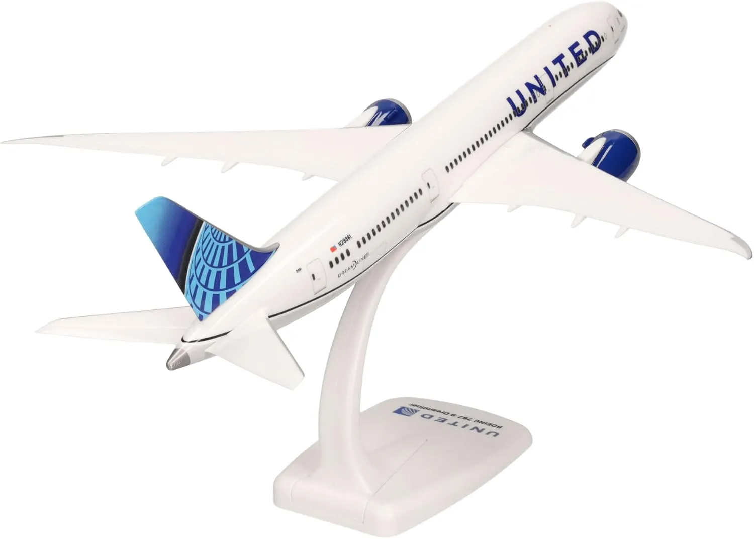 Herpa Snap-fit Airplane Model United Airlines Boeing 787-9 Dreamliner on Scale of 1:200, Plastic Miniature with pedastal, Model Building, Collectors Edition