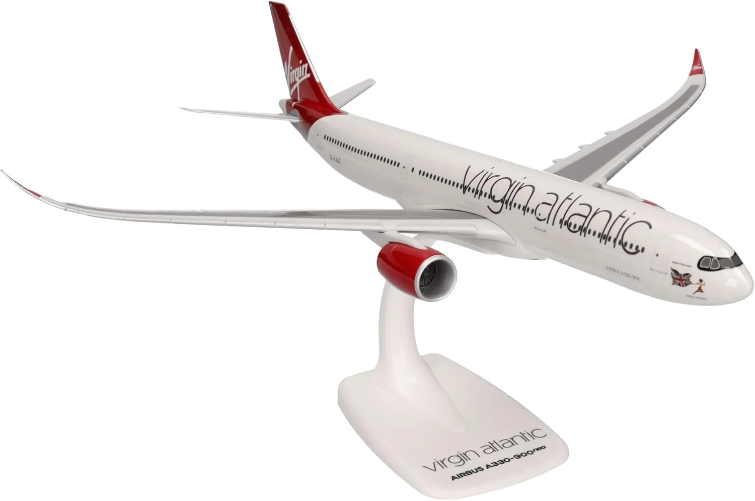 Herpa Snap-Fit Model Airplane Airbus A330-900neo Virgin Atlantic G-VJAZ 'Billie Holiday', Airplane, Miniature in Scale 1:200, Collector's Item, Model with Stand, Plastic