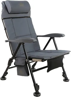 High Back Chair Padded Camping Chairs Folding Wild Fishing Chair with Pillow and Tackle Storage Bag for Outdoor Beach Lawn Leisure Recliner Camping Chair