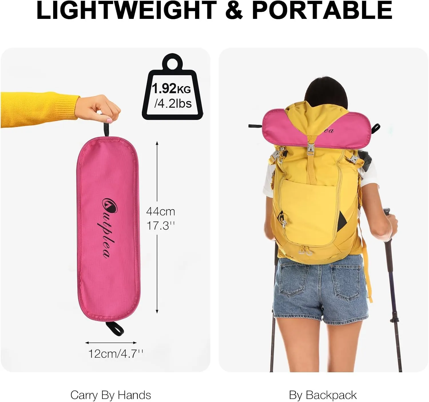High Back Portable Camping Chair Easy to Assemble, Folding Sports Chairs for Adults Support 265lbs, Outdoor Lawn Chairs, Compact Backpack Chair for Camp Picnic, Pink