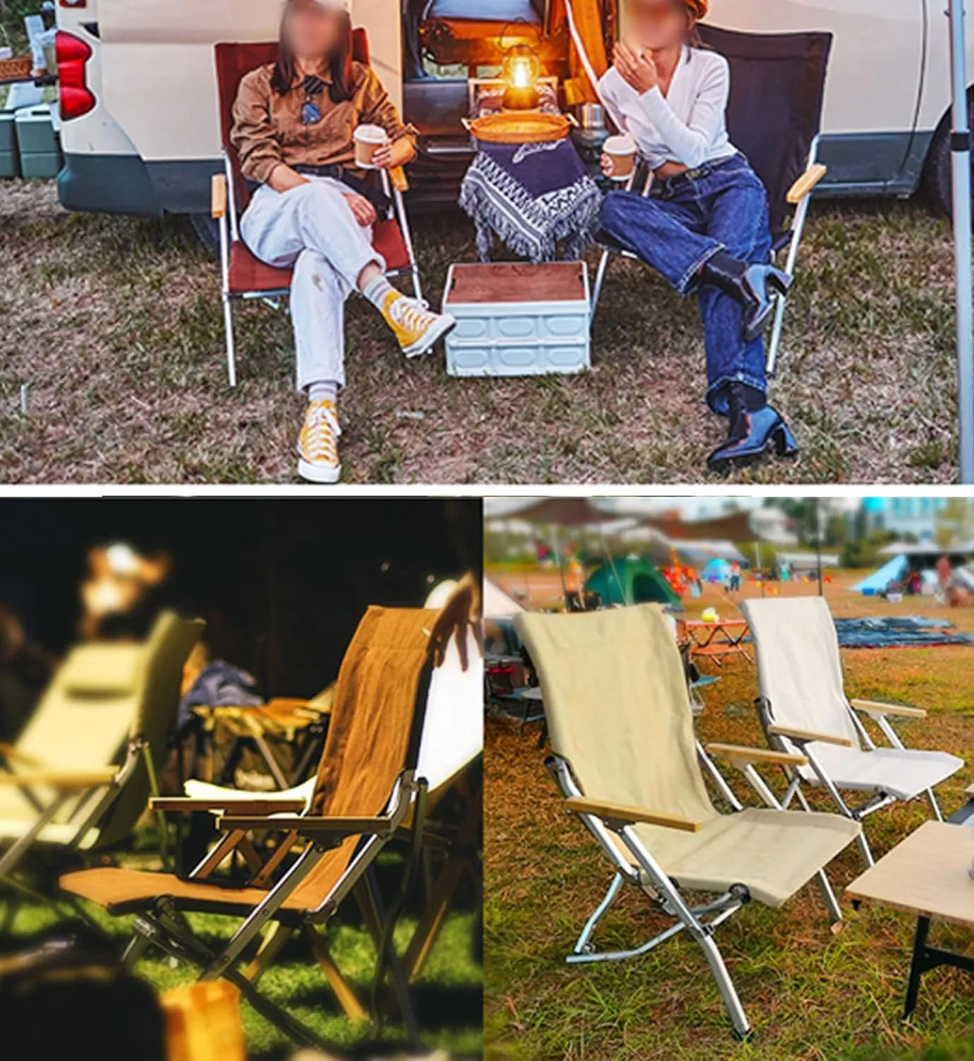 Hight Back Foldable Camping Chair Portable Outdoor Folding Chairs with Armrest and Storage Bag,Casual Beach Chair Reclining for Hiking Fishing