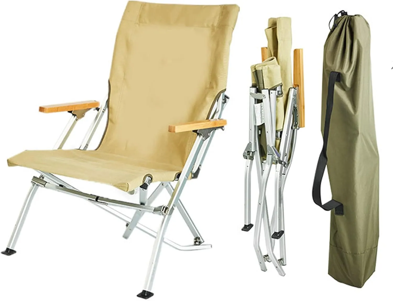 Hight Back Foldable Camping Chair Portable Outdoor Folding Chairs with Armrest and Storage Bag,Casual Beach Chair Reclining for Hiking Fishing