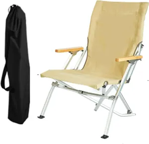 Hight Back Foldable Camping Chair Portable Outdoor Folding Chairs with Armrest and Storage Bag,Casual Beach Chair Reclining for Hiking Fishing