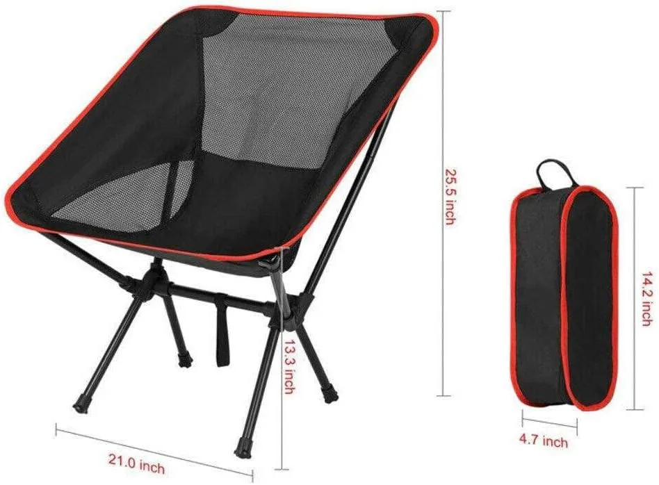 HJSQ Camping Chair w/Storage Bag, Black Camping Chairs Camping-Chairs Patio Furniture Outdoor Furniture Camping Accessories Patio Chairs Camping Gear Camping Chair Folding Chair Outdoor Chairs