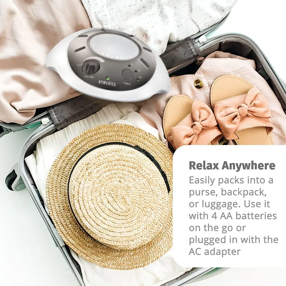 Homedics SoundSleep White Noise Sound Machine, Gold, Small Travel Sound Machine with 6 Relaxing Nature Sounds, Portable Sound Therapy for Home, Office, Nursery, Auto-Off Timer, by Homedics