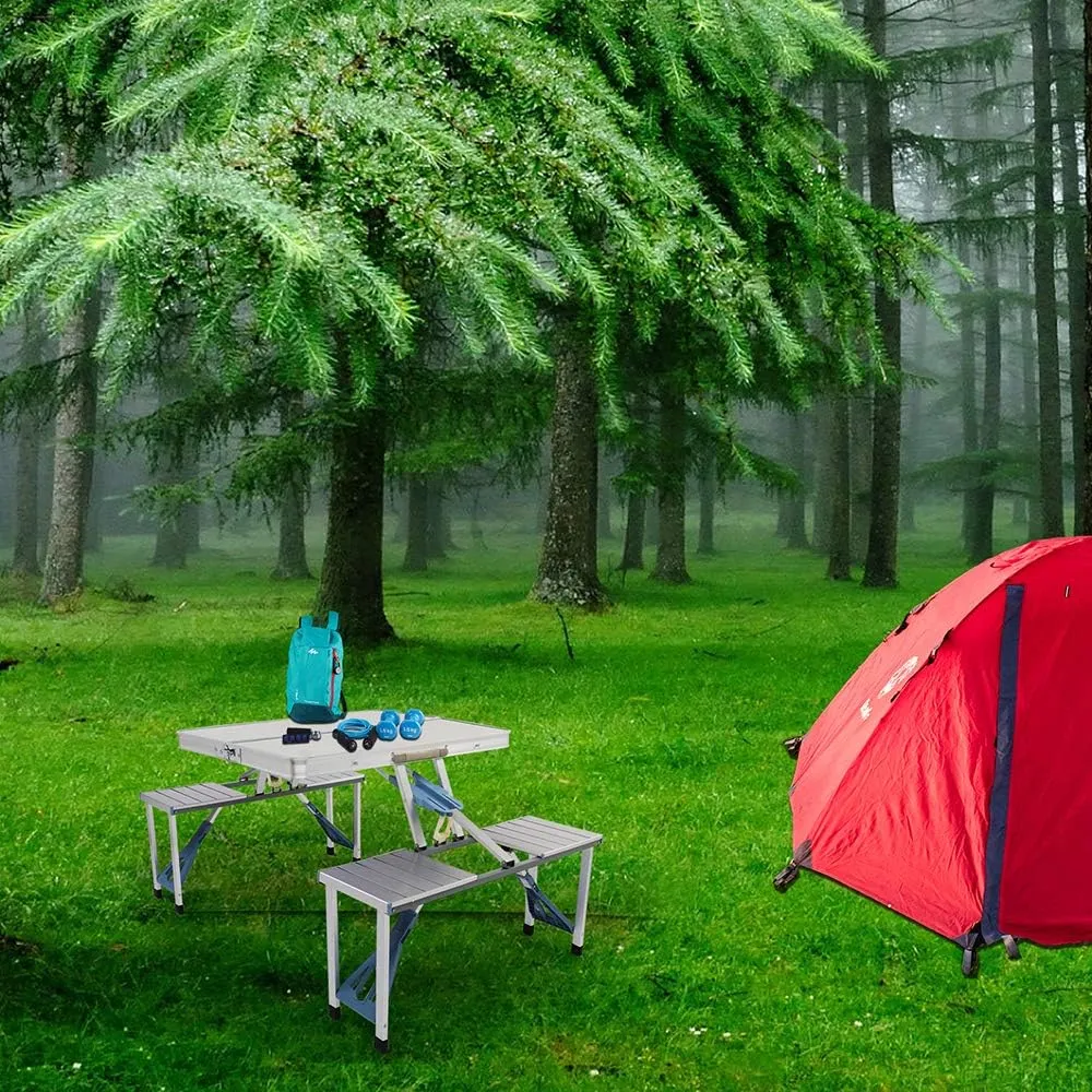HomVent Folding Table Fold-in Multipurpose Folding Utility Table for Picnic Party Dining Camp Tables (Aluminum, 53.15 x 32.68 x 26.57 inch)