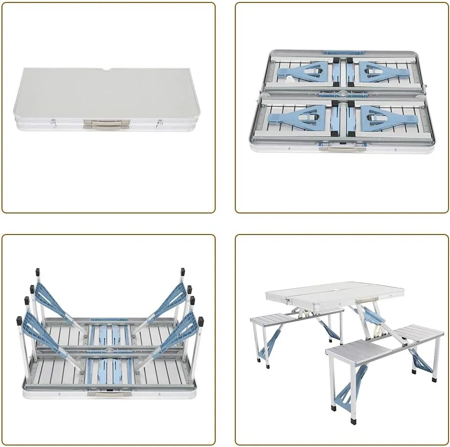 HomVent Folding Table Fold-in Multipurpose Folding Utility Table for Picnic Party Dining Camp Tables (Aluminum, 53.15 x 32.68 x 26.57 inch)