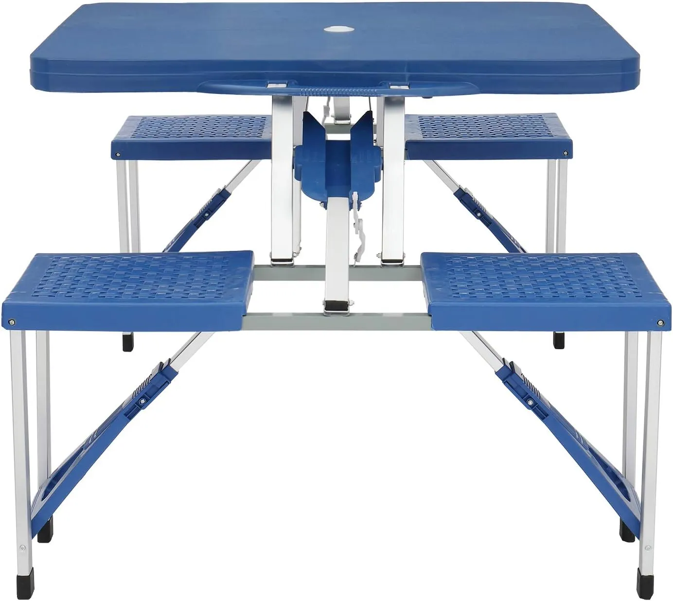 HomVent Height Adjustable Folding Table 3/4/6 Ft Fold-in-Half Multipurpose Folding Utility Table for Picnic Party Dining Camp Tables (Blue, 35.43 x 17.13 x 4.53 inch)