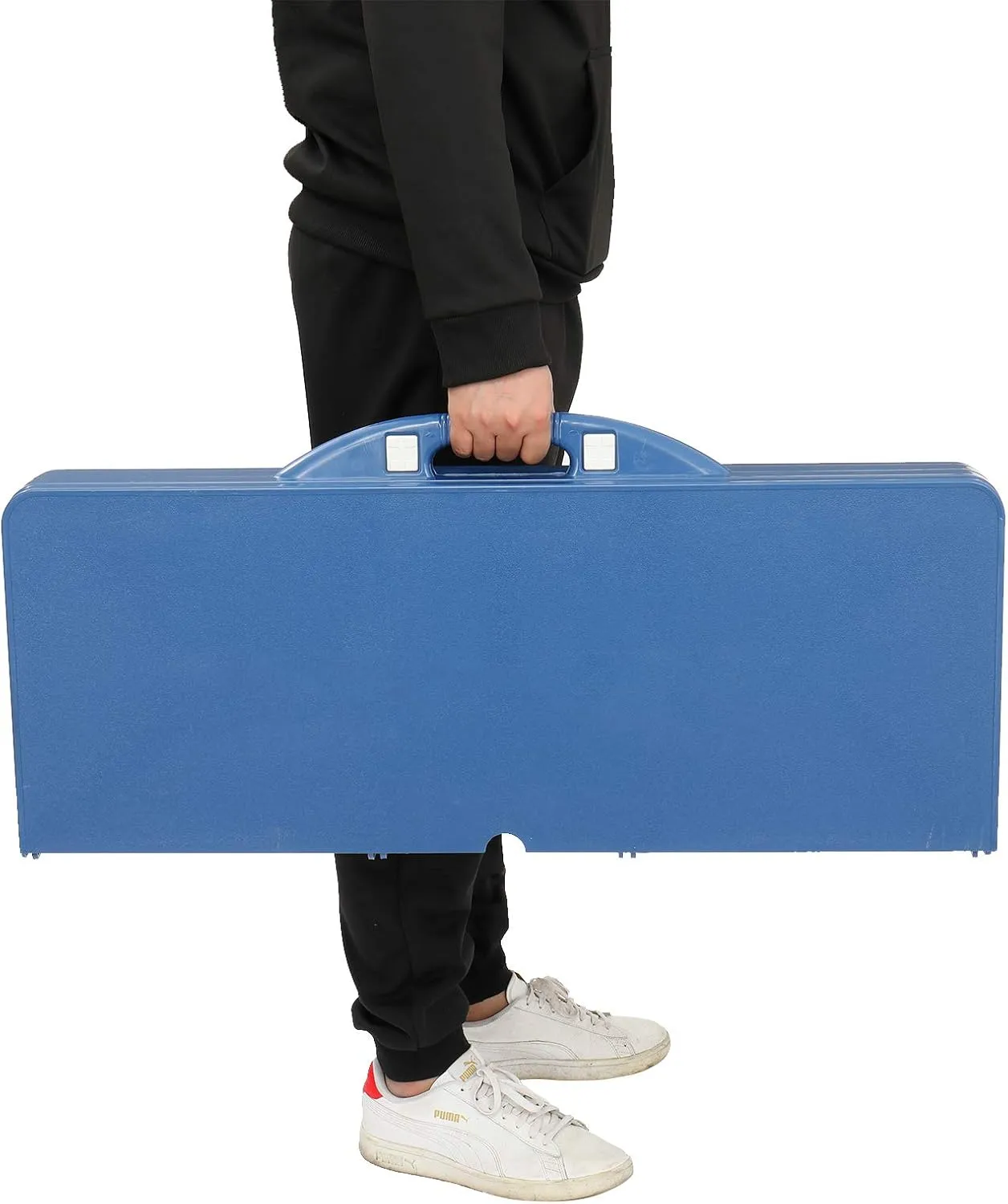 HomVent Height Adjustable Folding Table 3/4/6 Ft Fold-in-Half Multipurpose Folding Utility Table for Picnic Party Dining Camp Tables (Blue, 35.43 x 17.13 x 4.53 inch)