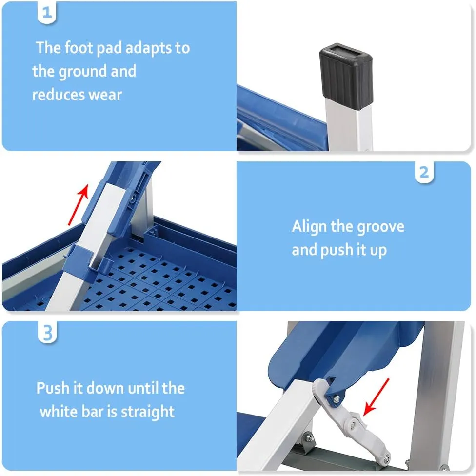 HomVent Height Adjustable Folding Table 3/4/6 Ft Fold-in-Half Multipurpose Folding Utility Table for Picnic Party Dining Camp Tables (Blue, 35.43 x 17.13 x 4.53 inch)