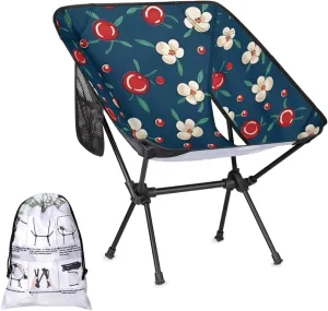 Honeybaby Folding Camping Chair Cherries Floral Camping Chairs Lightweight Portable Chair Outdoor Foldable Chairs for Camping Travel Picnic Beach Hiking