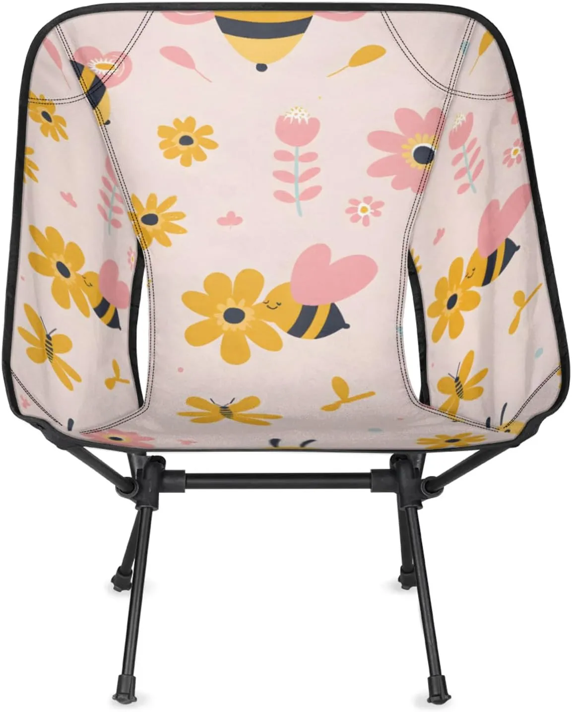 Honeybaby Folding Camping Chair Cute Bees Flower Camping Chairs Lightweight Portable Chair Outdoor Foldable Chairs for Camping Travel Picnic Beach Hiking