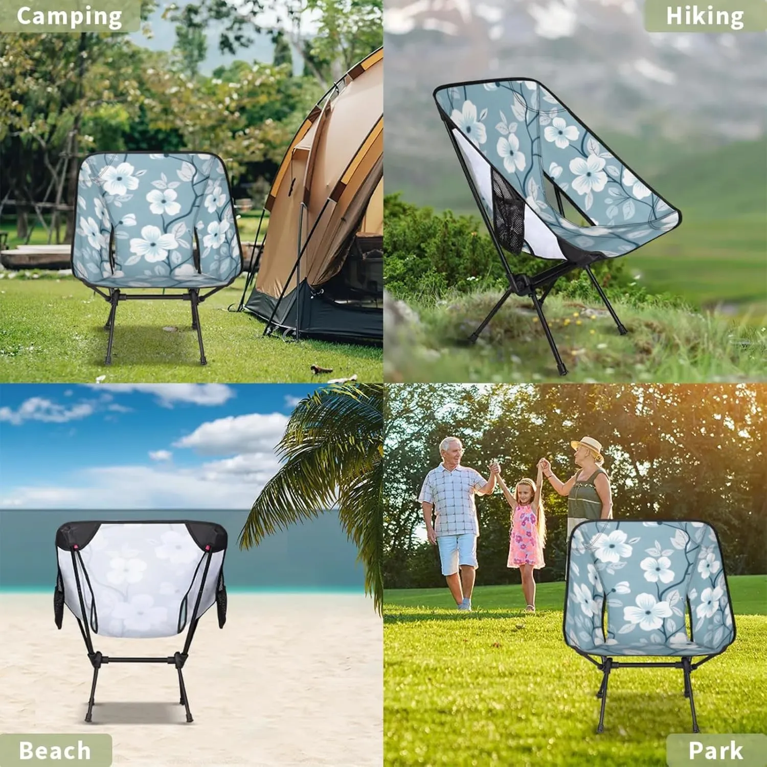 Honeybaby Folding Camping Chair Flowers Design Camping Chairs Lightweight Portable Chair Outdoor Foldable Chairs for Camping Travel Picnic Beach Hiking