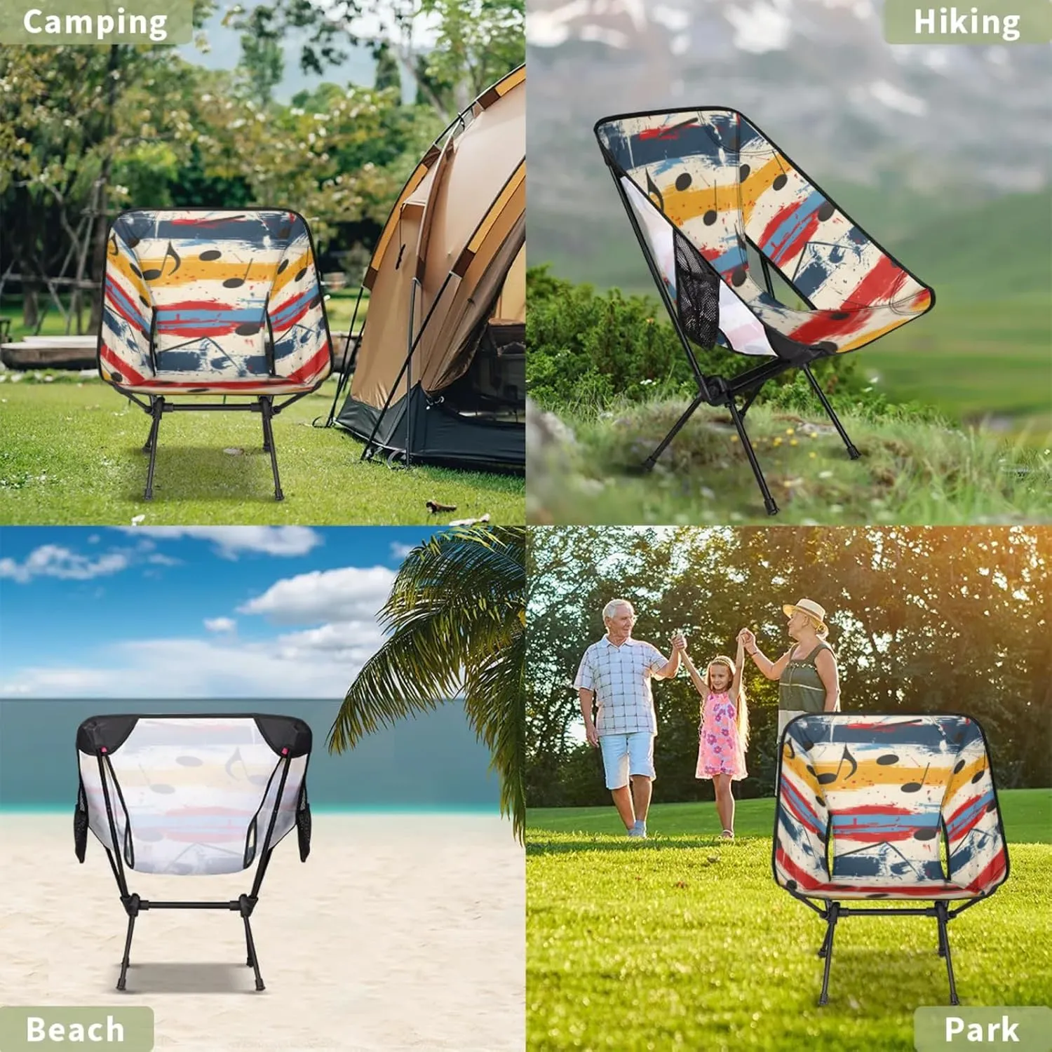 Honeybaby Folding Camping Chair Notes Graffiti Camping Chairs Lightweight Portable Chair Outdoor Foldable Chairs for Camping Travel Picnic Beach Hiking