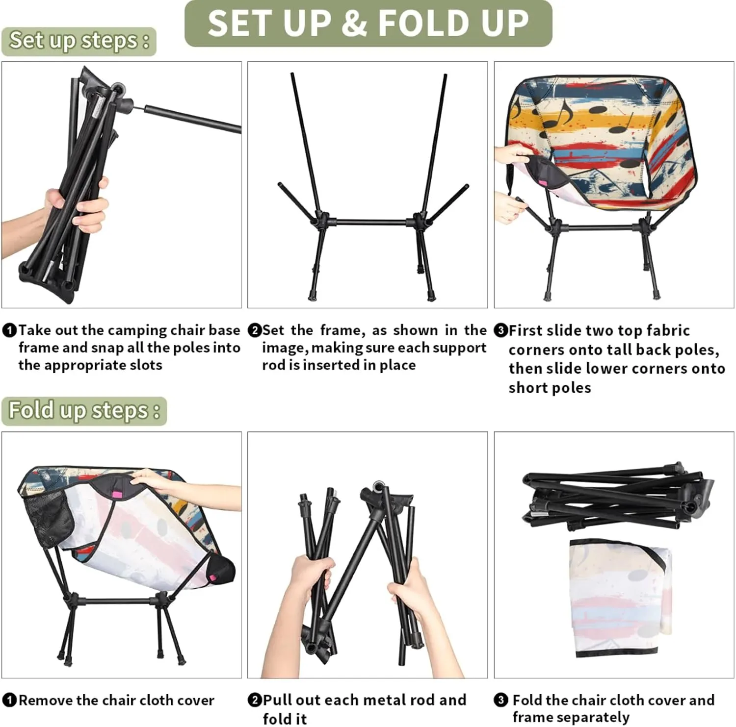 Honeybaby Folding Camping Chair Notes Graffiti Camping Chairs Lightweight Portable Chair Outdoor Foldable Chairs for Camping Travel Picnic Beach Hiking