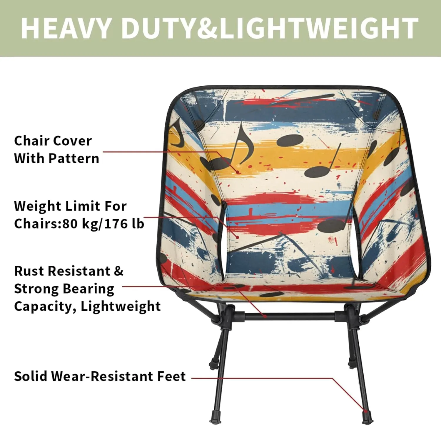 Honeybaby Folding Camping Chair Notes Graffiti Camping Chairs Lightweight Portable Chair Outdoor Foldable Chairs for Camping Travel Picnic Beach Hiking