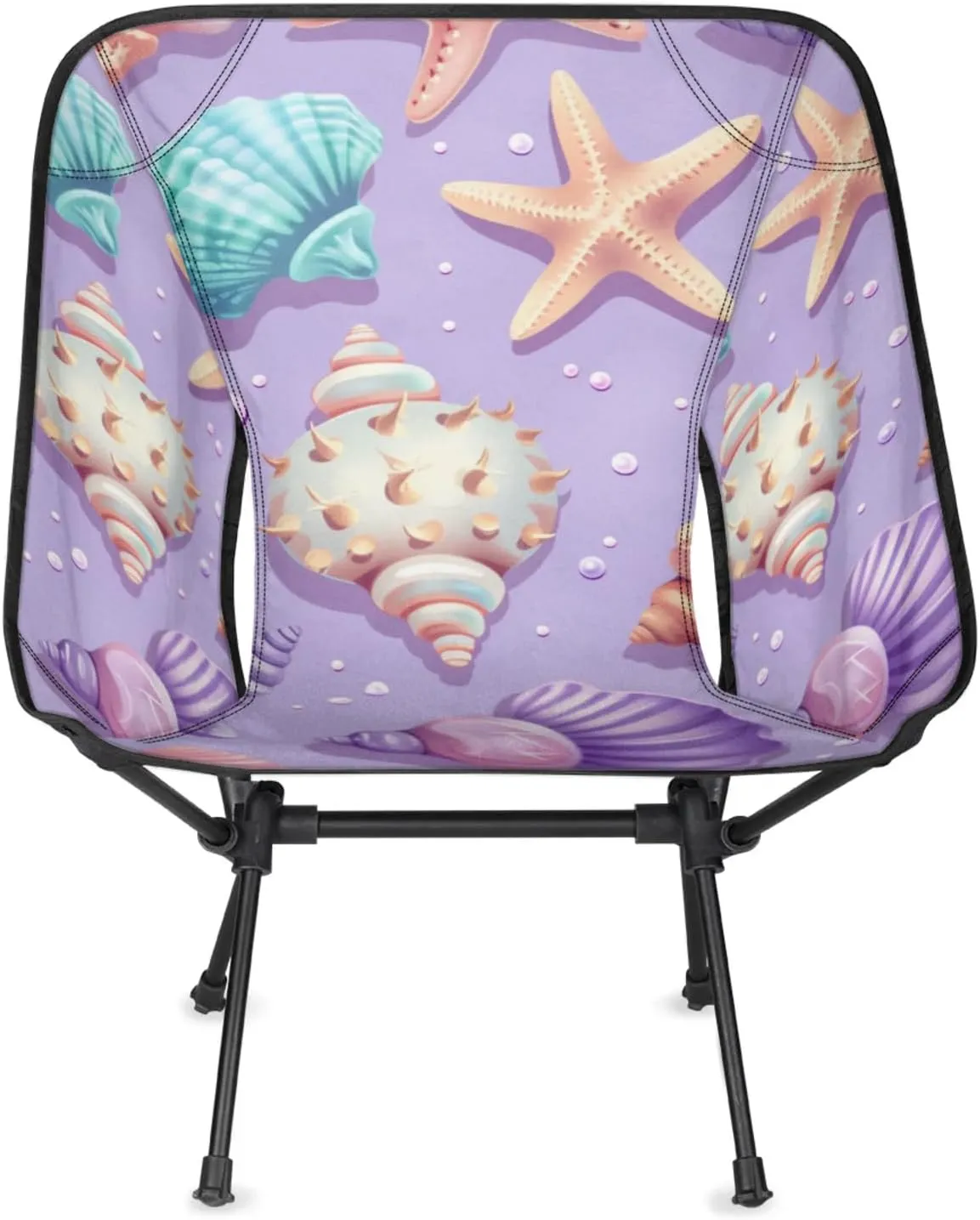 Honeybaby Folding Camping Chair Ocean Seashell Starfish Camping Chairs Lightweight Portable Chair Outdoor Foldable Chairs for Camping Travel Picnic Beach Hiking