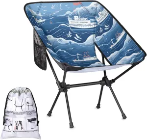Honeybaby Folding Camping Chair Ocean Ship Print Camping Chairs Lightweight Portable Chair Outdoor Foldable Chairs for Camping Travel Picnic Beach Hiking