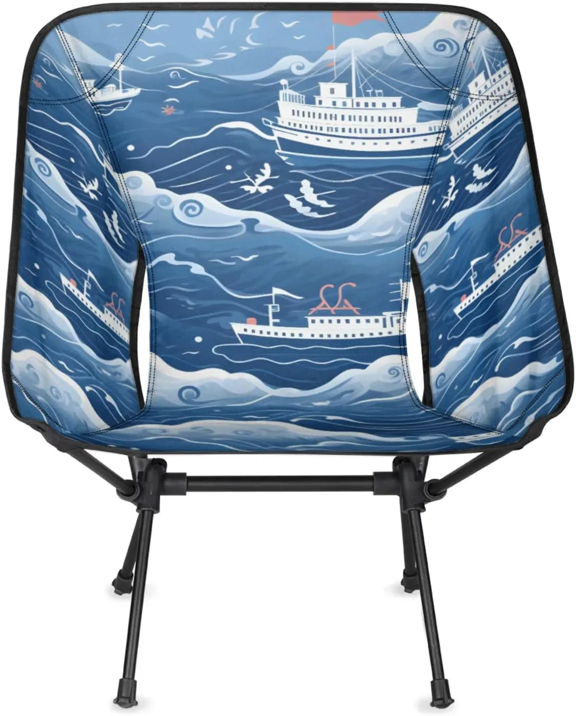 Honeybaby Folding Camping Chair Ocean Ship Print Camping Chairs Lightweight Portable Chair Outdoor Foldable Chairs for Camping Travel Picnic Beach Hiking