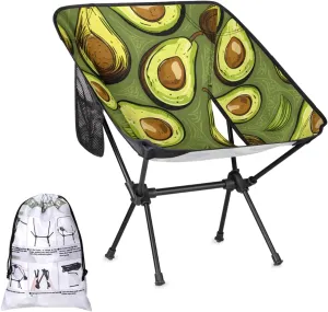 Honeybaby Folding Camping Chair Yummy Avocado Camping Chairs Lightweight Portable Chair Outdoor Foldable Chairs for Camping Travel Picnic Beach Hiking