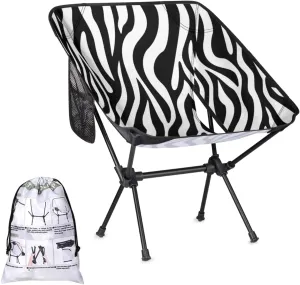 Honeybaby Folding Camping Chair Zebra Animal Print Camping Chairs Lightweight Portable Chair Outdoor Foldable Chairs for Camping Travel Picnic Beach Hiking