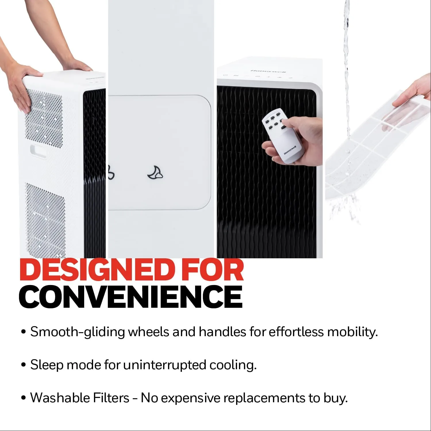 Honeywell 13,500 BTU Ultra Slim Portable AC with Fan, Dehumidifier – Cools Up to 660 Sq. Ft., HX4CESAWG0