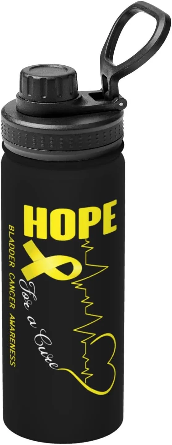 Hope For A Cure Bladder Cancer Awareness Water Bottle 18OZ Stainless Steel Insulated Water Bottles Leak Proof Thermos Sports Water Bottle
