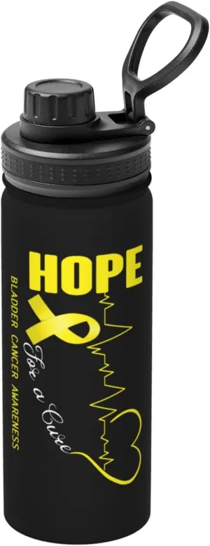 Hope For A Cure Bladder Cancer Awareness Water Bottle 18OZ Stainless Steel Insulated Water Bottles Leak Proof Thermos Sports Water Bottle