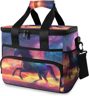 Horse Glaxy Unicorn Rainbow Cooler Bag Insulated Cooler Soft Sided Cooler 24 Can Portable Picnic Bag Large Leakproof Lunch Bag Box for Beach Grocery Camping Travel Car Men Women