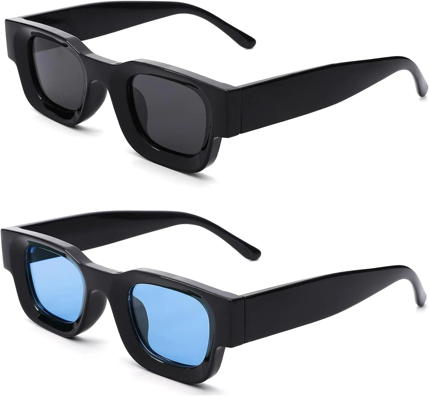 Hycredi Thick Rectangle Sunglasses for Women Men Chunky Square Polarized Sun Glasses Retro 90s Shades UV400 Protection