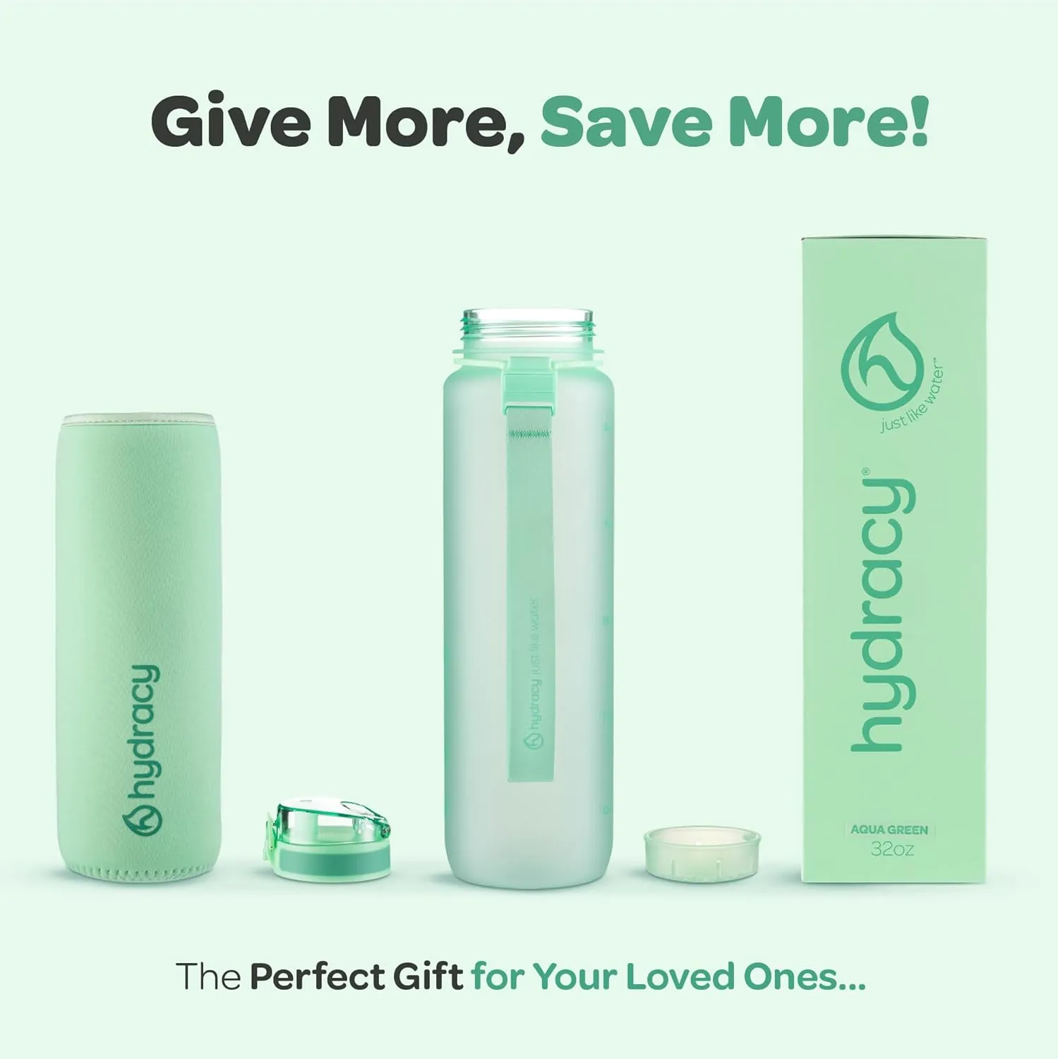 Hydracy Water Bottle with Time Marker -Large BPA Free Water Bottle & No Sweat Sleeve -Leak Proof Gym Bottle with Fruit Infuser Strainer & Times to Drink -Ideal for Fitness Sports & Outdoors