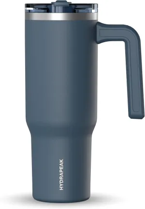 Hydrapeak Voyager 32 oz Tumbler with Handle and Straw Lid | Reusable Stainless Steel Water Bottle Travel Mug Cupholder Friendly | Insulated Cup (French Navy)