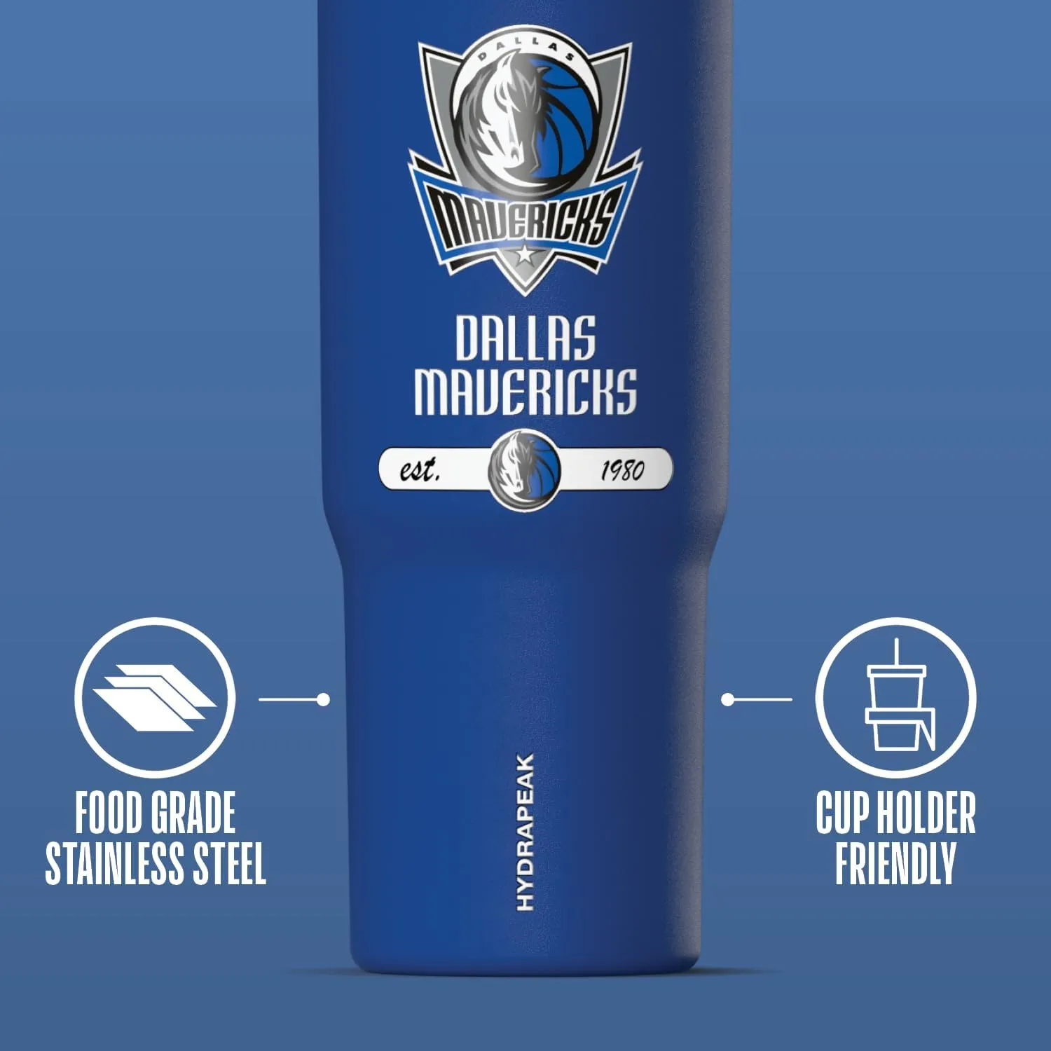 Hydrapeak x NBA Officially Licensed Dallas Mavericks 32 oz Nomad Tumbler with Handle and Straw Lid, Leakproof Stainless Steel Water Bottle
