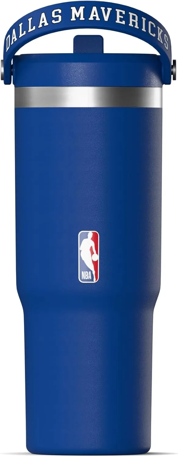 Hydrapeak x NBA Officially Licensed Dallas Mavericks 32 oz Nomad Tumbler with Handle and Straw Lid, Leakproof Stainless Steel Water Bottle