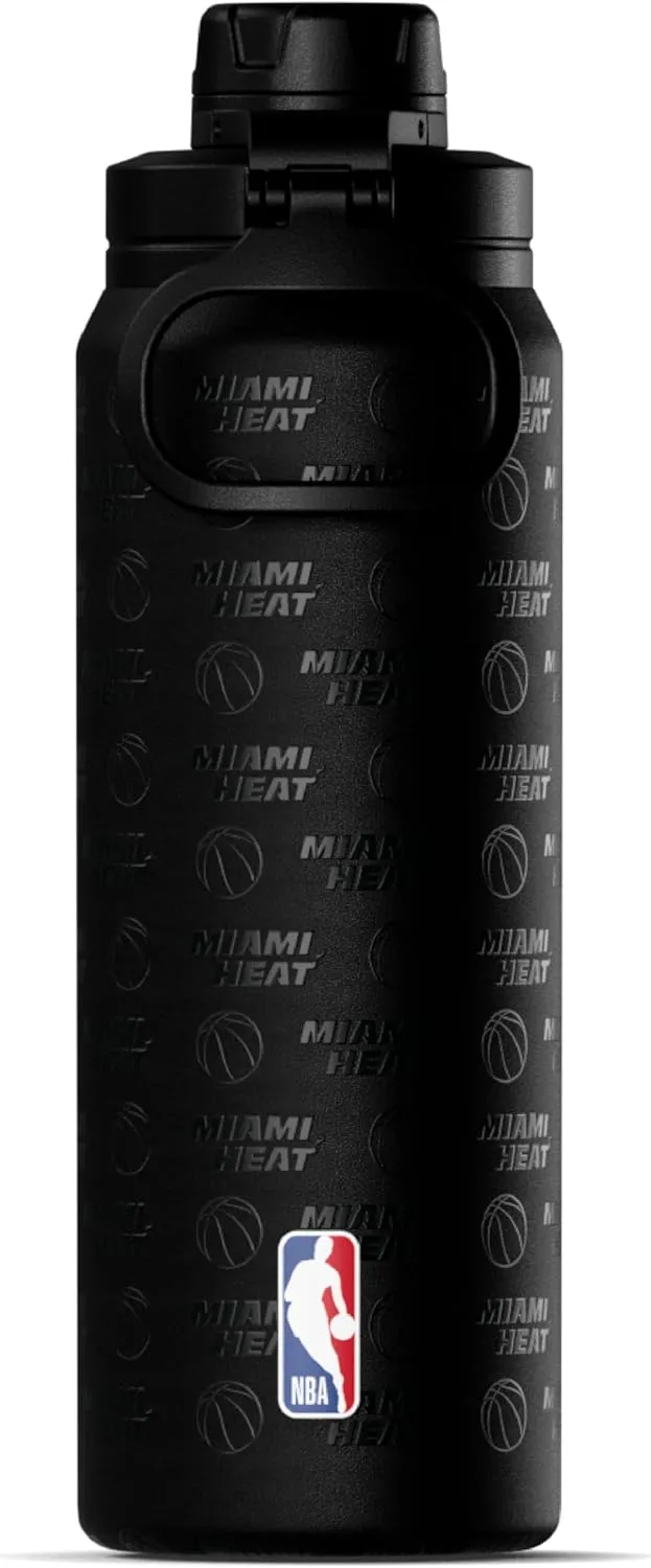 Hydrapeak x NBA Officially Licensed Miami Heat 26 oz Active Water Bottle with Chug Lid and Handle Reusable Stainless Steel Double Wall Insulated Sports Gift
