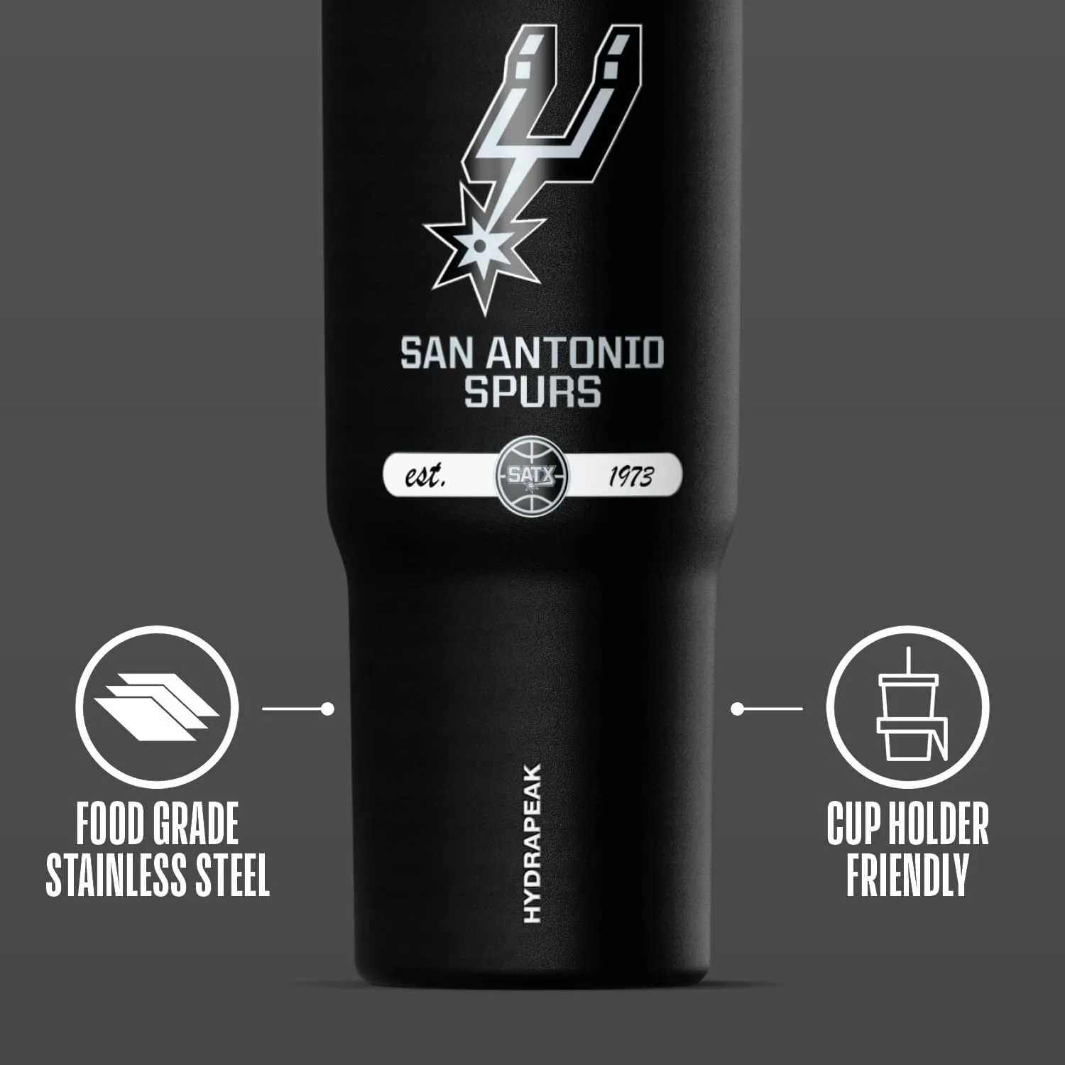 Hydrapeak x NBA Officially Licensed San Antonio Spurs 32 oz Nomad Tumbler with Handle and Straw Lid, Leakproof Stainless Steel Water Bottle
