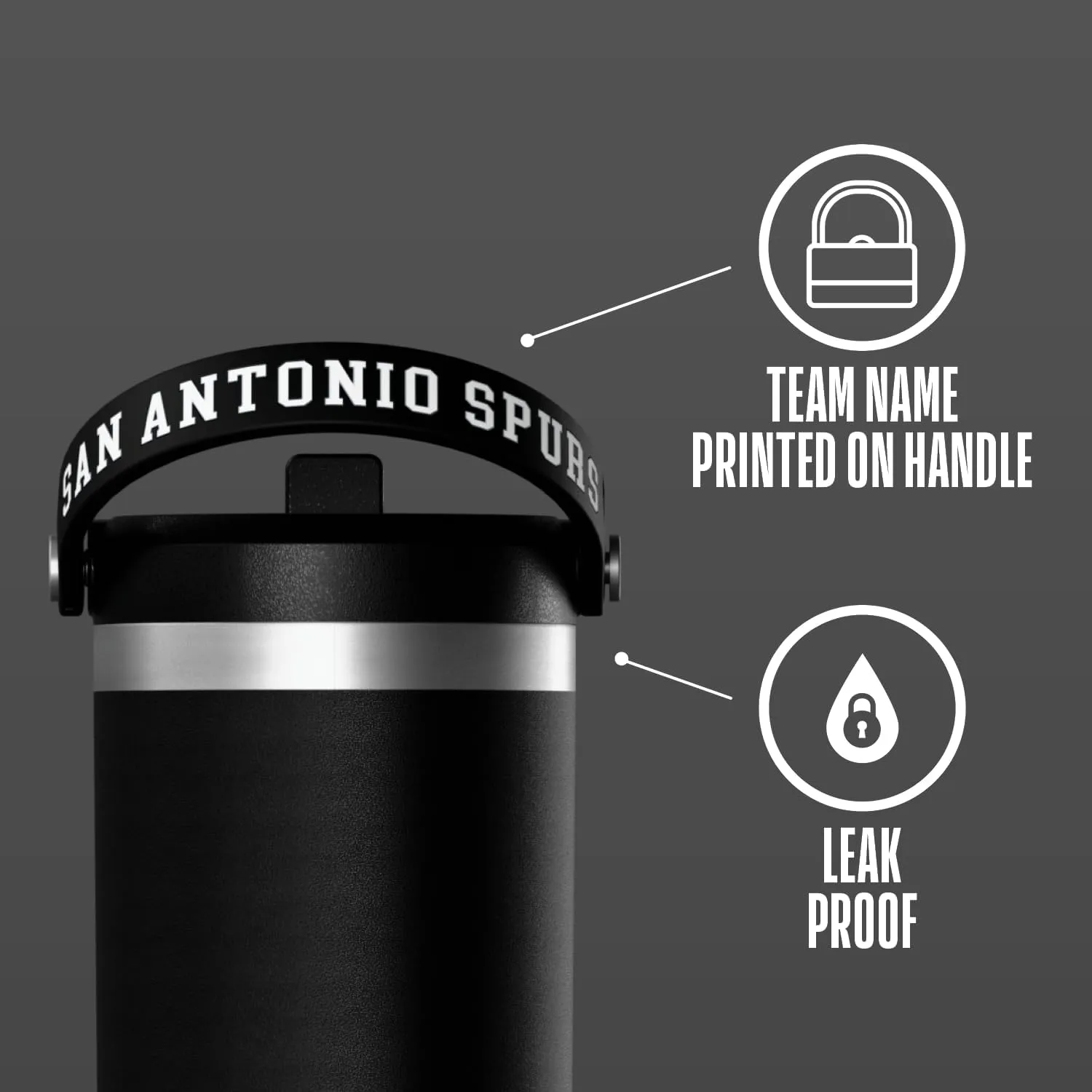 Hydrapeak x NBA Officially Licensed San Antonio Spurs 32 oz Nomad Tumbler with Handle and Straw Lid, Leakproof Stainless Steel Water Bottle
