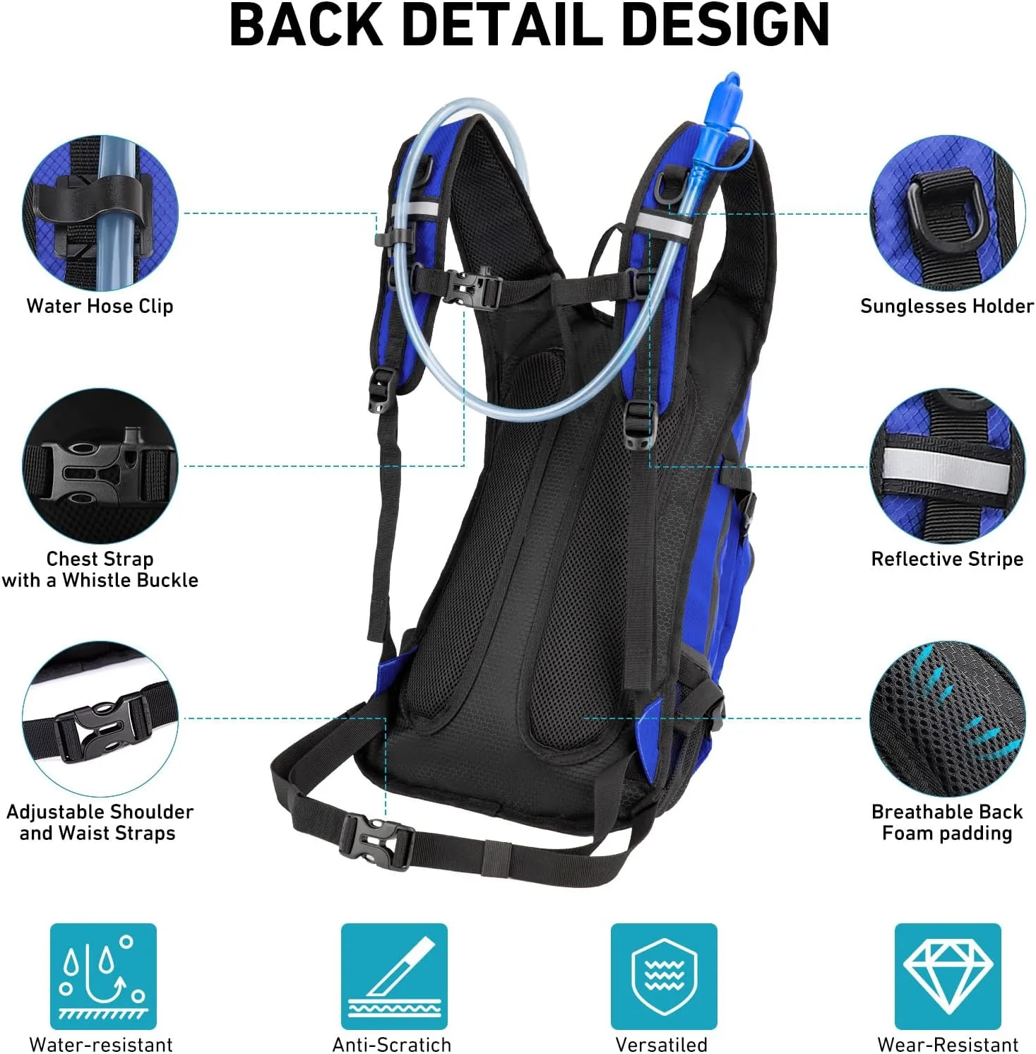 Hydration Backpack 20L with Water Bladder 2L, Large Storage Hiking Daypack for Men Women, Lightweight Insulation Water Backpack for Biking, Running, Skiing, Trekking, Camping