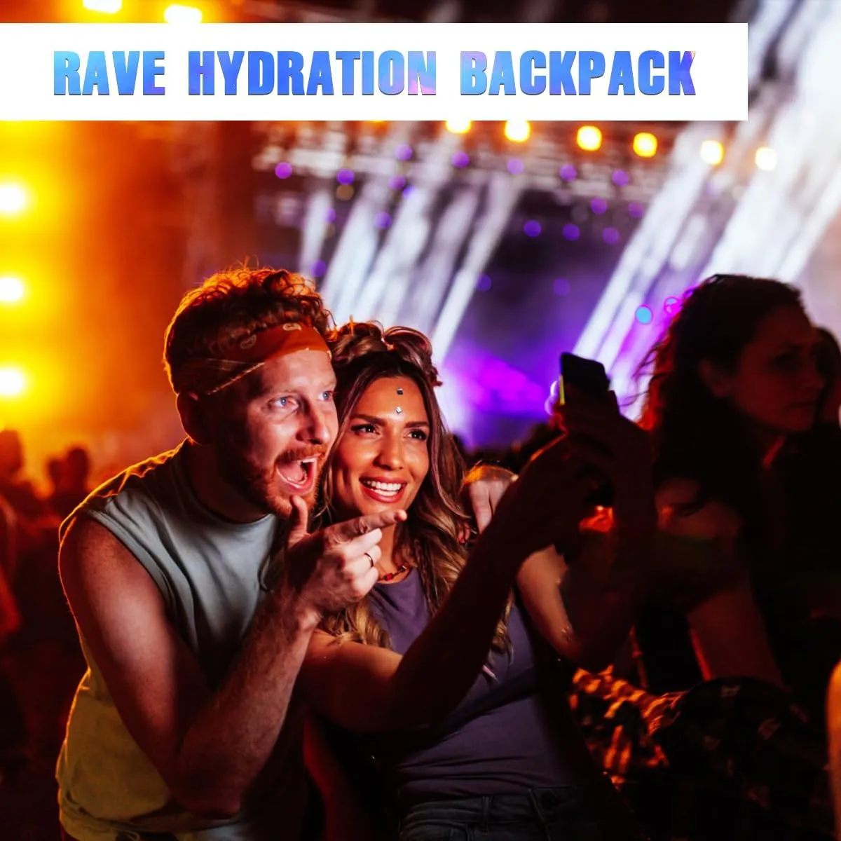 Hydration Backpack, Festival Rave Hydration Pack, Water Backpack with 2L Hydration Bladder, Rave Backpack Hydration Pack Hydropack Hydro for Hiking, Biking, Festivals, Raves