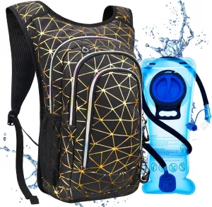Hydration Backpack, Festival Rave Hydration Pack, Water Backpack with 2L Hydration Bladder, Rave Backpack Hydration Pack Hydropack Hydro for Hiking, Biking, Festivals, Raves