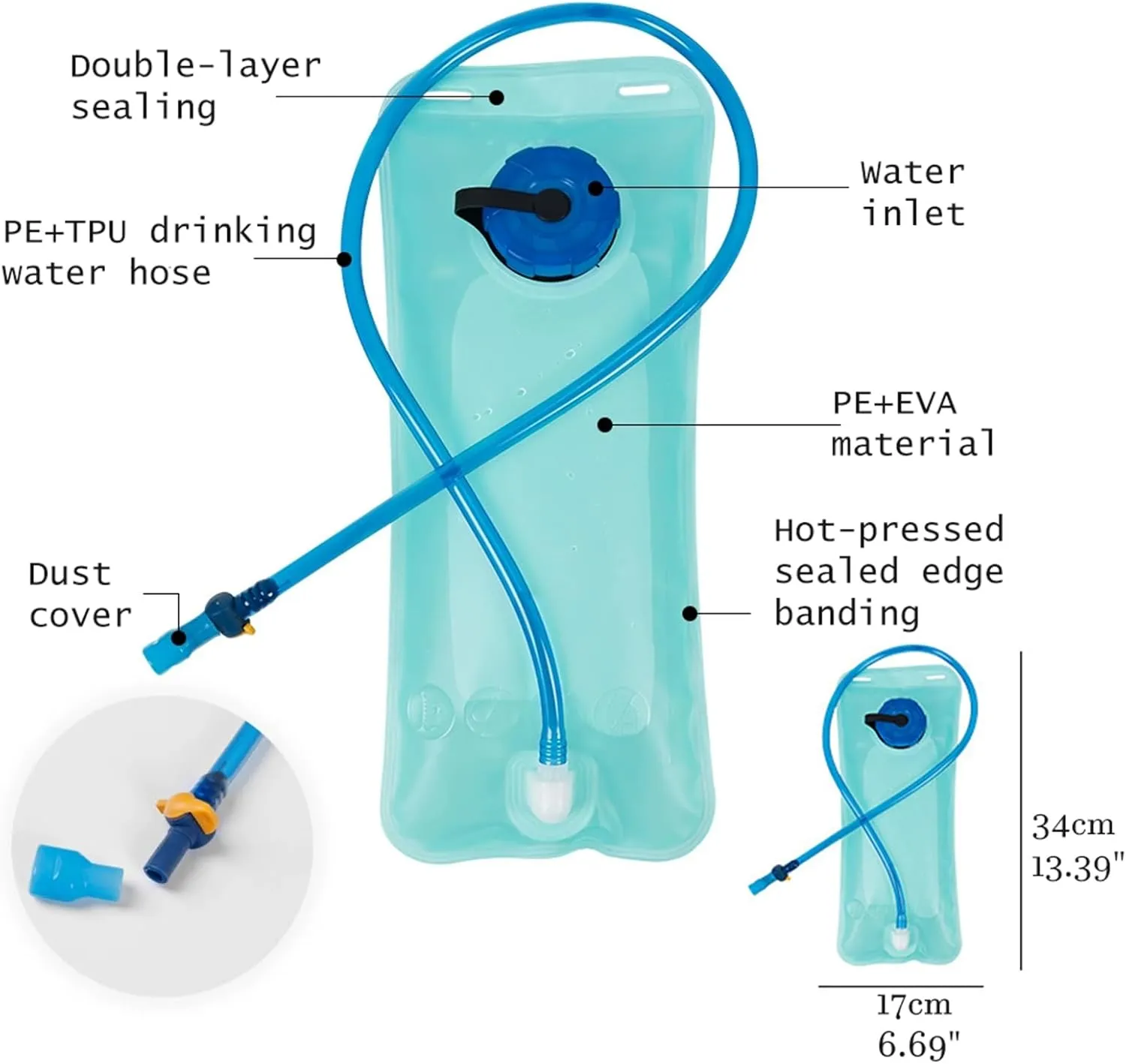 Hydration Backpack with 2 Liter Hydro Water Bladder Bag, Lightweight Daypack for Cycling, Hiking, Running, Climbing