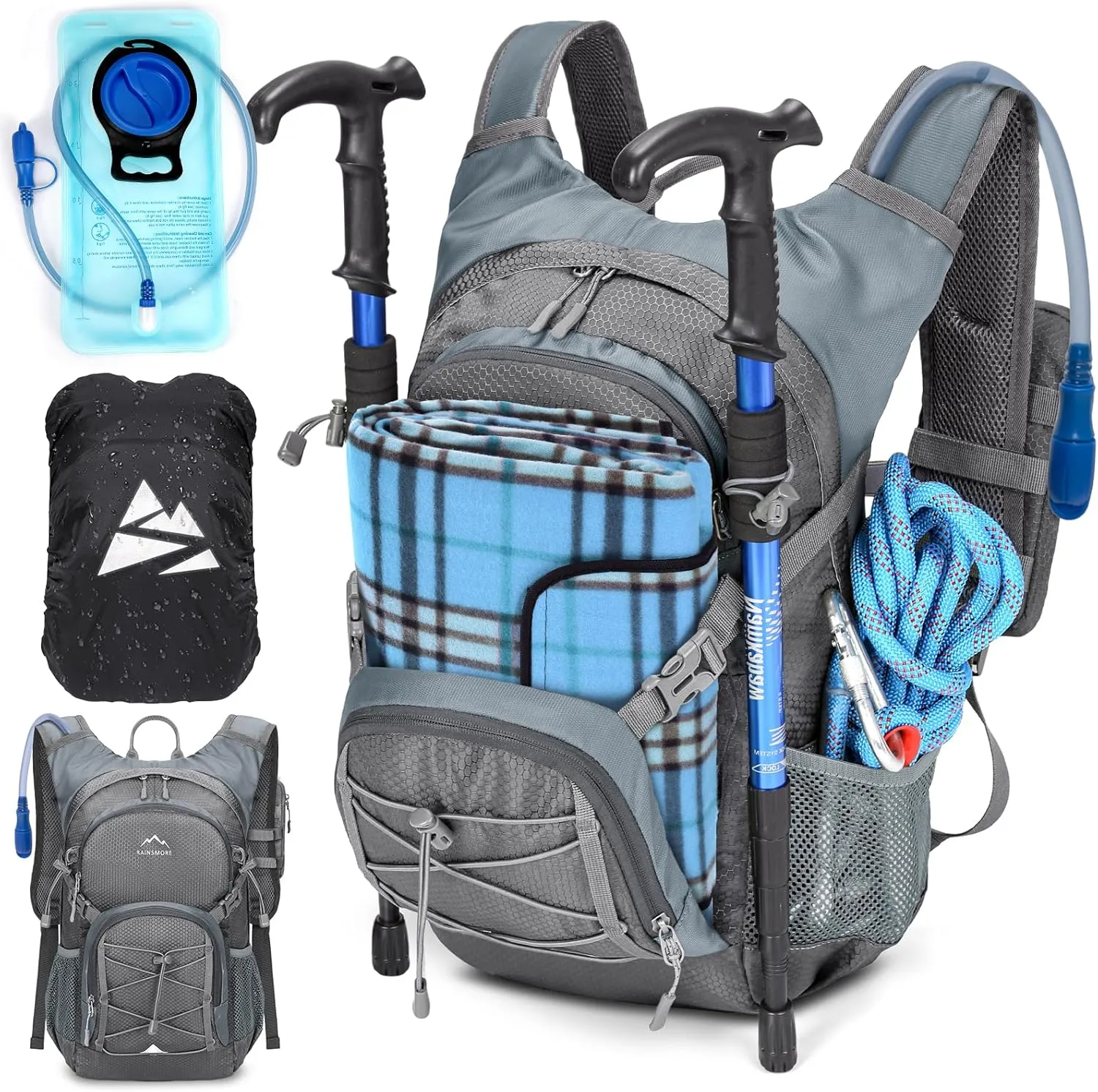 Hydration Backpack with Water Bladder, 18L Lightweight Hiking Backpack for Women&Men Small Insulated Hydration Water Pack for Hiking, Running, Cycling, Biking